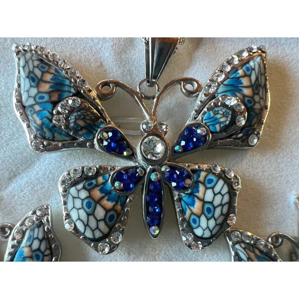 SS Butterfly Necklace Earring Set 22